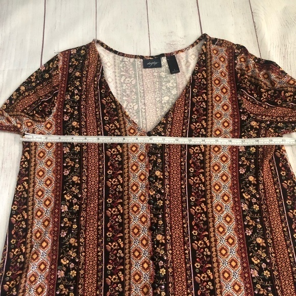 Daytrip Boho Button Down Floral V-Neck Flowy Long Sleeve Top L - Picture 10 of 13